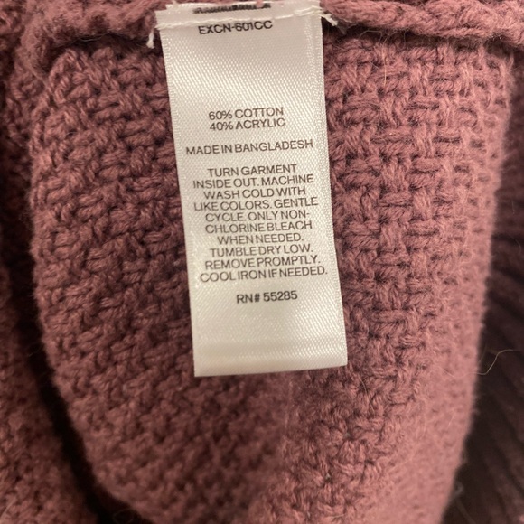 Express Mulled Wine Cable Knit Cowl Neck Mock Neck Dolman Sleeve Sweater - Picture 6 of 9